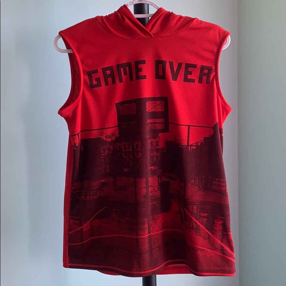 Red Sleeveless Athletic Hoodie